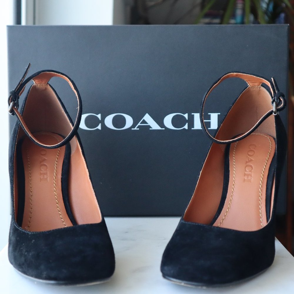 Coach Womens Suede 95mm Ankle Strap Pump